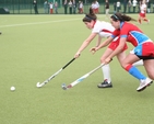 Pictured is action from a Hockey match between Alexandra College (red and white) and Mount Sackville (blue and red). The match was part of a programme of events to mark the official opening of two new pitches and one all purpose court in Alexandra College. The match was played on the Jenny Robinson (nee Telford) pitch named after a prominent ex-student. Alexandra College won the match 2-1.