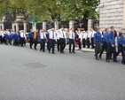 Alex Thackaberry, Battalion President of the Boys Brigade takes the Salute at the Brigade's Founder's Thanksgiving Parade Service from St Ann's Church, Dawson Street to Kildare Street.