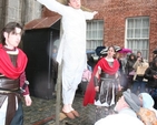 The crucifixion at the St Werburgh's Parish Passion Play. Pictured are Myles Gutkin (Jesus), Joseph Cully and Jonathan East (Roman Soldiers), Gabriel Peelo (at the foot of the cross).