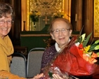 Mrs Justice Catherine McGuinness (right) is presented with flowers by Pat Barker following the Changing Attitude Ireland public lecture in St Ann’s Church, Dawson Street, on Saturday October 26. Her lecture marked the 20th anniversary of the decriminalisation of homosexuality in Ireland and focused on the next steps for same sex couples. 