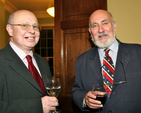 Board members of Christ Church Cathedral, David Wynne and Terrence Read, attending a reception to mark the opening of the ‘Christ Church Restored’ exhibition in the Irish Architectural Archive on Merrion Square. 