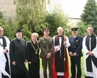 Pictured at the law service in St Michan's are (left to right), the Dean of Christ Church, the Very Revd Dermot Dunne, Fr Godfrey O'Donnell of the Romanian Orthodox Church (who gave the address), the Lord Mayor of Dublin, Cllr Eibhlín Byrne, Brig Gen Chris Moore of the Defence Forces, the Archbishop of Dublin, the Most Revd Dr John Neill, Assistant Commissioner Eddie Rock and the Venerable David Pierpoint, Archdeacon of Dublin.
