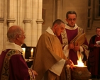 Burning last years' palm crosses for ash on Ash Wednesday in Christ Church Cathedral. Pictured left to right are the Revd Canon John Bartlett, the Archdeacon of Dublin, the Venerable David Pierpoint and the Dean of Christ Church Cathedral, the Very Revd Dermot Dunne.