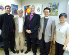 Revd Dr Alan McCormack, Rector of Bishopsgate and Hong Kong Liaison of Dublin University Far Eastern Mission; Dr Kerry Houston, Treasurer of DUFEM, Archbishop Michael Jackson; with the senior team in Hong Kong, the Revd Dr Thomas Pang, Director of the Religious education Resource Centre in Hong Kong; and Ms Isabella Luk of St Paul’s Church Council in Hong Kong.