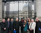 Members of the Irish and European Churches outside Government Buildings in Dublin prior to their meeting with the Irish EU Presidency on Friday March 8. The meeting with An Taoiseach Enda Kenny, was organised by the Irish Council of Churches on behalf of the Conference of European Churches (CEC) and the Commission of the Bishops’ Conferences of the European Churches. Pictured (l–r) are Bishop William Crean, Bishop of Cloyne; Mervyn McCullagh Executive Officer, Irish Council of Churches/Irish Inter Church Meeting; Fr Patrick Daly, General Secretary of Comece; Archbishop Michael Jackson, Church of Ireland Archbishop of Dublin; Michael Kuhn, Vice General Secretary of Comece; Gillian Kingston, Lay Leader of the Methodist Church in Ireland; Revd Frank–Dieter Fischbach, Executive Secretary of CEC–Church and Society Commission; Dr Nicola Rooney, Council for Justice and Peace of the Irish Episcopal Conference; Dr Kenneth Milne, Coordinator of European Engagement Group of the Irish Council of Churches/Irish Inter Church Meeting; and Revd Fr Godfrey O’Donnell, President of the Irish Council of Churches and Chair of the Orthodox Network of Churches. 