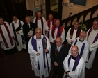 Pictured at his institution as Vicar of St Ann's with St Mark's and St Stephen's parishes in Dublin is the Revd David Gillespie (right). He is pictured with the Archbishop of Dublin, the Most Revd Dr John Neill and Cllr Dermot Lacey, representing the Lord Mayor of Dublin and some of the clergy present at his institution including the former Bishop of Derry and Raphoe, the Rt Revd James Mahaffey (who gave the address) and the former Bishop of Connor, the Rt Revd Samuel Poyntz (former Vicar of St Ann's).