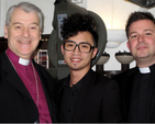 Archbishop Michael Jackson and Revd Dr Alan McCormack meet local man, Joey, as they prepare for the episcopal consecration of The Very Revd Andrew Chan as second Bishop of Western Kowloon.