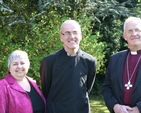 The Archbishop of Dublin, the Most Revd Dr John Neill with Linda Chambers de Bruijn of USPG (the United Society for the Propagation of the Gospel) and Paul Bogle, a second year ordinand who will be undertaking a mission project in Swaziland during the summer for the mission agency.