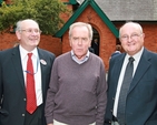 Brian Scott, Aiden Hilliard and Edmund Combe at the Service to mark 450 years of Mail Transport on the Irish Sea at St Philip's Church in Milltown. Photo: David Wynne.