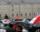 The Quadrangle of Collins Barracks was a sea of umbrellas for the National Day of Commemoration Ceremony. 