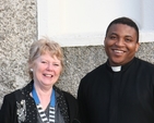 The Revd Obinna Ulogwara, Diocesan Chaplain to the International Community (right) with Ann Walsh, Diocesan President of the Mothers' Union after the Discovery Mothering Sunday Service in St John's Clondalkin.