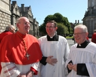 Pictured in Trinity College Dublin is His Eminence Sean Cardinal Brady during his visit there to preach at the Trinity Monday service of Thanksgiving and Commemoration. Also pictured are the two Roman Catholic Chaplains to the University Fr Kieran Dunne and Fr Paddy Gleeson.