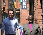 The Rt Revd Christopher Senyonjo of Uganda with the Revd Darren McCallig during the Bishop's visit to Dublin. The Bishop, who has spoken in favour of gay rights in his native Uganda, was in Ireland at the invitation of Changing Attitude Ireland.