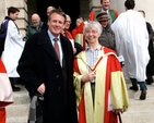 Secretary General of the Anglican Communion, the Revd Canon Kenneth Kearon and Professor Geraldine Smyth OP, Associate Professor in Intercultural Theology and Interreligious Studies and Head of Discipline for the Irish School of Ecumenics (TCD) outside Trinity College Chapel following the annual Service of Commemoration and Thanksgiving on Trinity Monday (April 8). 
