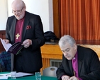 The Rt Revd Richard Chartres, the Bishop of London (left) addressed the clergy of Dublin and Glendalough in the Church of Ireland College of Education this morning, Thursday February 27). He spoke of a number of initiatives which had helped revitalise his diocese. Also pictured is the Archbishop of Dublin, the Most Revd Dr Michael Jackson. 