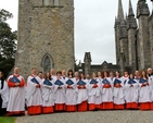 The Choir of Christ Church Cathedral with Rector of Tallaght, Canon William Deverell (far right), the Revd Robert Kingstown and the Revd Avril Bennett outside St Maelruain’s Church. This was just the second time the choir had left the cathedral to sing in one of the parishes of the dioceses.