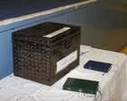 Pictured is the Ballot box, the Bible and the Book of Common Prayer at the Diocesan Synod of Dublin and Glendalough in Taney Parish. Nominations close at 9:30pm on the second day of Synod.