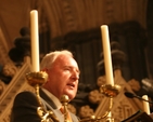 RTE Sports broadcaster and cancer survivor, Bill O'Herlihy speaking at the ecumenical Irish Cancer Society service in Christ Church Cathedral.
