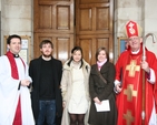Pictured with the Archbishop of Dublin, the Most Revd Dr John Neill (right) and the Chaplain of Trinity College Dublin, the Revd Darren McCallig (left) after their confirmation in Trinity College Chapel are (left to right) Finbar Goode Begley, Tanya Moeller and Jessica Stone.