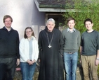 The Abbot of Glenstal Abbey, Mark Patrick Hederman (centre) with some members of the Trinity College Dublin Chapel community on their retreat to the Benedictine Monastery in Murroe, Co. Limerick.