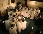 The laying on of hands at the ordination of the Revd David MacDonnell to the priesthood in St Michan's Church, Dublin.