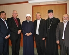 Pictured at the Inter-faith meeting in the Islamic Cultural Centre of Ireland were Shaheen Ahmed, PR Officer, ICCI; Archbishop of Dublin and Glendalough Dr John Neill; Sheikh Husein Halawa, Imam of ICCI, Chairman of Irish council of Imams; Archbishop Diarmuid Martin, Dublin Catholic Archdiocese; Fr. Godfrey O’Donnell, Romanian Orthodox Church and Dr Nooh Al-Kaddo, CEO, ICCI.