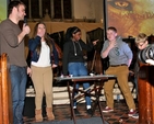 Competitors in the Creme Egg eating contest, organised by Stephen Byford, during Essential Narnia in Christ Church Bray. 