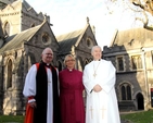 The Bishop of Meath and Kildare, the Revd Patricia Storey (centre) is pictured with the Archbishop of Armagh and Primate of All Ireland, the Most Revd Dr Richard Clarke and the Archbishop Dublin and Primate of Ireland, the Most Revd Dr Michael Jackson before her consecration in Christ Church Cathedral on Saturday November 30 2013. 