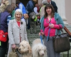 Rosemary Smyth, son and mother Clint and Peaches and Margaret Gallery, dog breeder, at the Irish Guide Dogs and Puppy Walker's Annual Service on Mothering Sunday in St Stephen's Church, Mount Street Crescent, Dublin. Ms Smyth spoke at the service.
