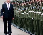 President Michael D Higgins inspects the Guard of Honour at the National Day of Commemoration Ceremony in Collins Barracks. 