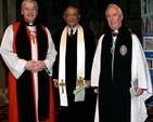 The leader of 25 million Chinese Christians, Elder Fu Xianwei, the Chairperson of National Committee of Three–Self Patriotic Movement of the Protestant Churches in China attended the Dublin Council of Churches ecumenical service in St Patrick’s Cathedral to mark St Patrick’s Day. Pictured are Archbishop Michael Jackson, Elder Fu Xianwei, and Dean Victor Stacey of St Patrick’s Cathedral. 