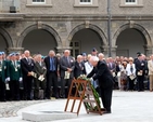 President Michael D Higgins lays the wreath during the ceremony to mark the National Day of Commemoration in the Royal Hospital Kilmainham today, July 14.