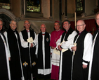 Bishop of Limerick, the Right Revd Trevor Williams; Archbishop of Dublin, the Most Revd Dr Michael Jackson; the Archbishop of Armagh, the Most Revd Alan Harper; the new Dean of St Patrick’s Cathedral, the Very Revd Victor Stacey; the Roman Catholic Archbishop of Dublin, the Most Revd Dr Diamuid Martin; the Bishop of Clogher, the Right Revd  Francis McDowell; the Bishop of Meath, the Most Revd Richard Clarke; and the Bishop of Tuam, the Right Revd Patrick Rooke at the service of installation for the new Dean in St Patrick’s Cathedral. 