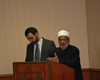 Imam Hussein Halawa speaking at the inter-faith visit to the Islamic Cultural Centre of Ireland.