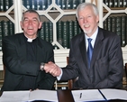 The Ven David Pierpoint, Archdeacon of Dublin, and John Hegarty, Provost of Trinity College Dublin, pictured after signing the inter-institutional agreement between the Church of Ireland College of Education and TCD. 