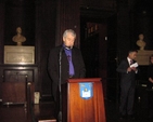 Archbishop Jackson, chariman of the Governors and Guardians of Marsh’s Library during his speech in the Long Room at Trinity College Dublin on the retirement of Muriel McCarthy as Keeper of Marsh’s Library.