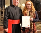 Emma Galloway received her certificate for successfully completing 3rd year of the Archbishop of Dublin’s Certificate in Church Music from Archdeacon Ricky Rountree, chairman of Church Music Dublin, at Evensong in Christ Church Cathedral. 
