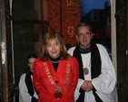 Pictured is the Lord Mayor of Dublin, Cllr Emer Costello arriving for the annual ecumenical thanksgiving service for the gift of sport in Christ Church Cathedral, Dublin. Behind her (right) is the Very Revd Dermot Dunne, Dean of Christ Church and (left), the Revd Elaine Dunne, Chaplain to the Lord Mayor.