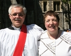 The Revd Ken Rue with his wife, Lesley at Ken's ordination to the Diaconate in Christ Church Cathedral. On the same day the couple celebrated their 29th wedding anniversary.