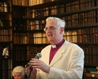 The Archbishop of Dublin, the Most Revd Dr John Neill speaking at the launch of Hippocrates Revived, an exhibition of books on anatomy and medicine in Marsh's Library.