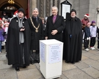 Curate of St Ann’s, the Revd Martin O’Connor, Lord Mayor Andrew Montague, the Most Revd Dr Michael Jackson and the vicar of St Ann’s at the launch of the Black Santa appeal.