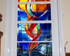 The new stained glass window at Rathfarnham by parishioner Joan Forsdyke.