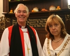 The Archbishop of Armagh, the Most Revd Alan Harper OBE with the Lord Mayor of Dublin, Cllr Emer Costello following the service of harvest thanksgiving and the dedication of gifts in St Ann's Church, Dawson Street. The service also marked the official re-opening of the Church following several months of refurbishment.