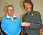 Geoff Barry and Glenageary rector, Rev Gary Dowd, enjoy a cuppa at the St Paul’s Daffodil Day coffee morning. 