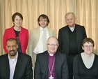 Pictured at the symposium on the patronage of primary schools in the Church of Ireland College of Education were (back row); Dr Marie Griffin, Chairperson of the Dublin Vocational Education Committee; Dr Andrew Pierce, Lecturer in Intercultural Theology and Interreligious Studies at the Irish School of Ecumenics; the Most Revd Brendan Kelly, Chair of the Council for Education of the Irish Episcopal Conference; (front row) Ali Selim, Theologist in Residence at Islam Ireland headquarters in Clonskeagh, Dublin; the Most Revd Richard Clarke, Church of Ireland Bishop of Meath and Kildare; and Fionnuala Ward, Education Officer with Educate Together. The panel discussion was part of the 36th Annual Conference of the Educational Studies Association of Ireland, held in Dublin from 14-16 April.