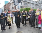 Clergy and participants pictured at the Ecumenical Easter Sunday Service at the Spire, O' Connell St, Dublin 1.