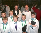 Pictured are Choristers from St Patrick's Cathedral who received awards from the Royal School of Church Music (RSCM) at Evensong in Christ Church Cathedral. They are pictured with the Dean of St Patrick's, the Very Revd Robert MacCarthy and the Cathedral Musical Director, Peter Barley. An additional Chorister from St Patrick's received an award in absentia.