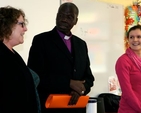 Principal of Delagany National School, Patricia Conran, Bishop Hilary Adeba of Yei Diocese in South Sudan and Jennie Fair, 4th class teacher at Delgany NS during the Bishop’s visit to the parish. 