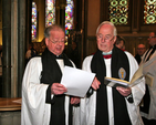 Precentor of St Patrick’s Cathedral, Revd Robert Reed with Revd Canon Victor Stacey before his installation as the new Dean of the cathedral.