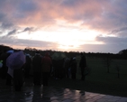 Worshippers from Castleknock at the Ecumenical Easter ‘Sonrise’ service at the Papal Cross in the Phoenix Park watch the Easter Dawn on Easter morning.